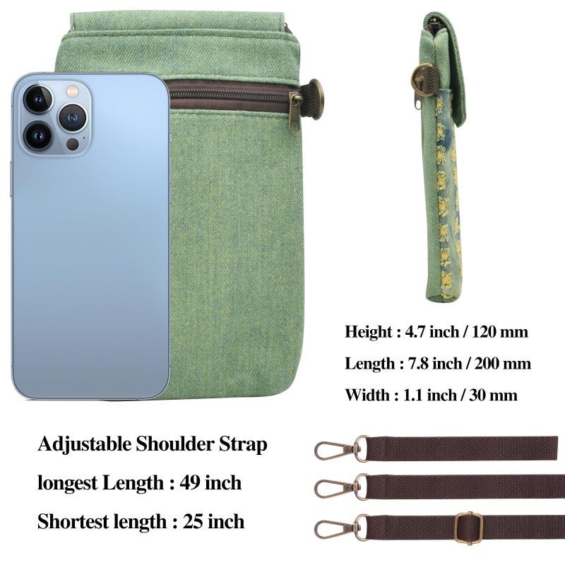 WITERY Small Canvas Crossbody Bags for Women Cute Cloth Purse Cellphone Crossbody Purse with Adjustable Shoulder Strap Mini Travel Shoulder Bag Phone Pouch Wristlet Wallet for Teen Girls - Image 3